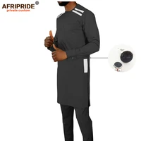 2022 african men clothing set dashiki shirt and ankara pants button pocket attire wax cotton suit outfit afripride a1916020