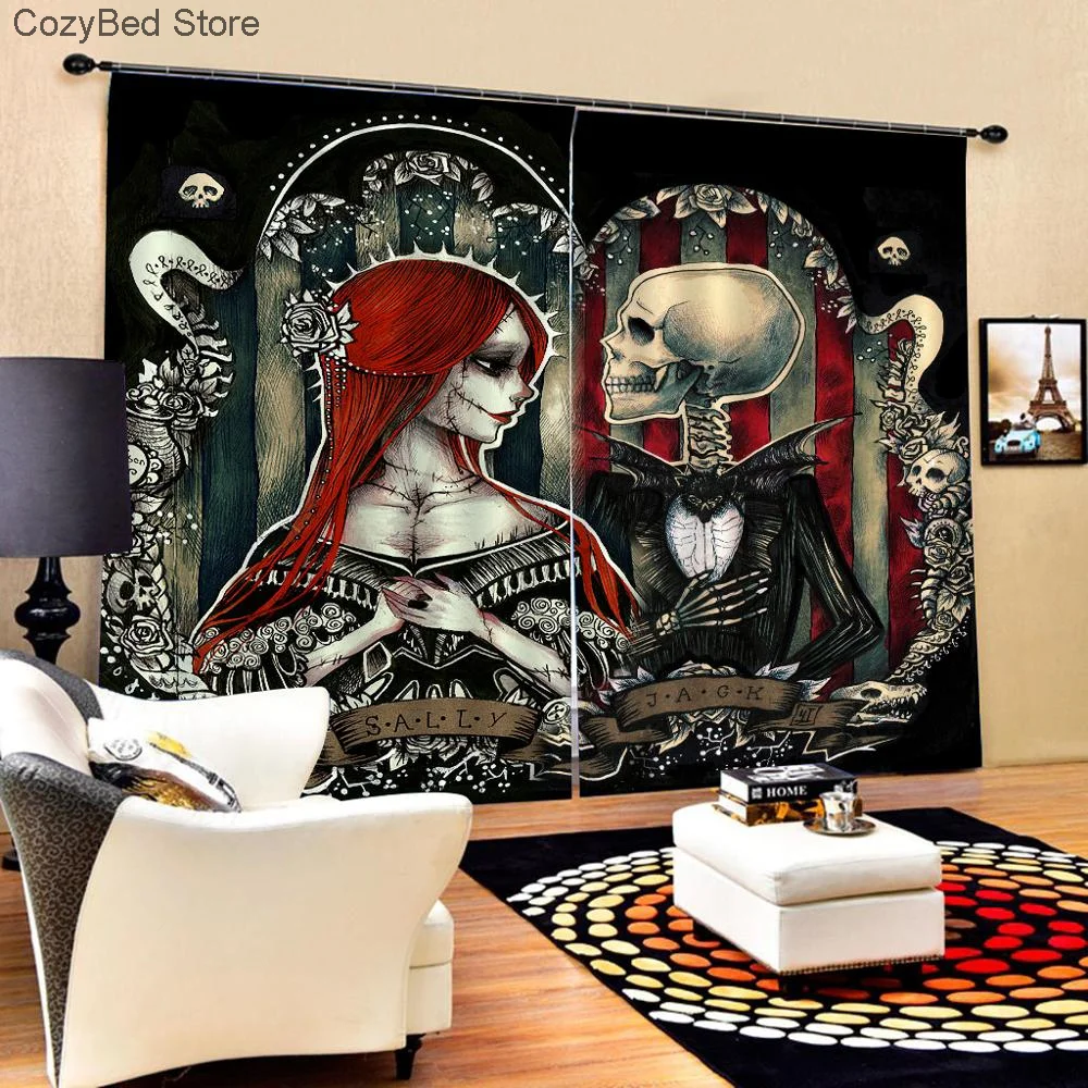 Занавески с 3d-изображением черепа занавески окошками для пар свадьбы гостиной