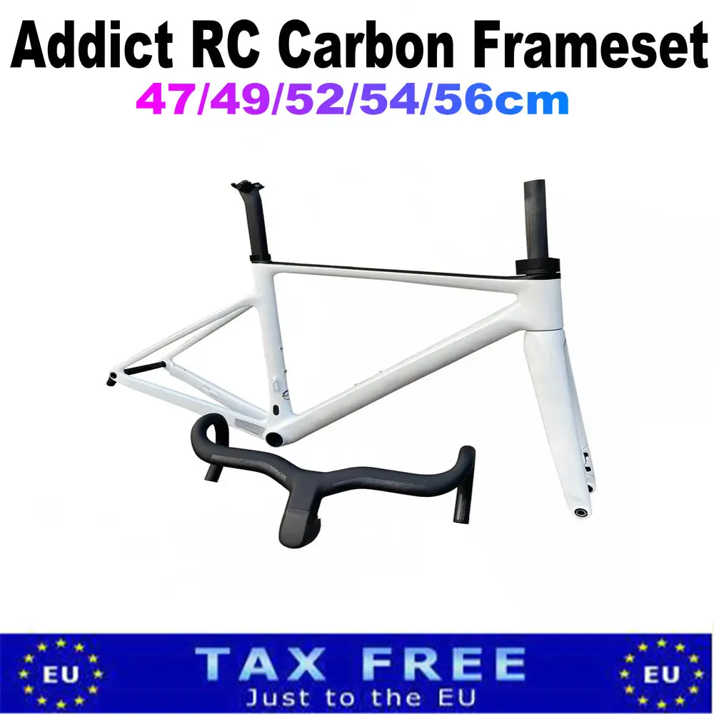 

20 Color Addict RC Frames Disc Carbon Road Bike Frame White F14 Fork Seat post Clamp Headset Handlebar Ship By DPD UPS For EU