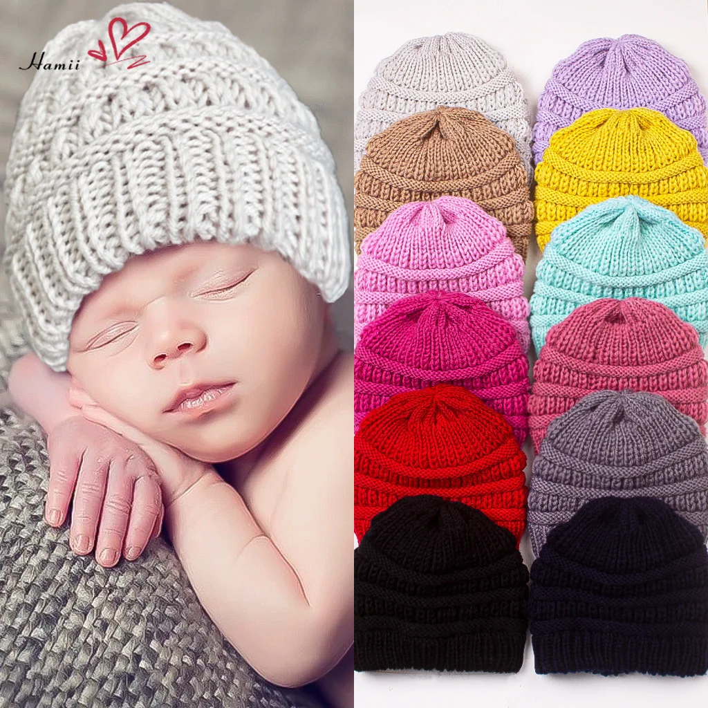 

Baby Hat for Boys Girls Winter Soft Warm Knitted Crochet Bonnet Candy Solid Color Newborn Fashion Beanies Hat Kids Caps Stuff