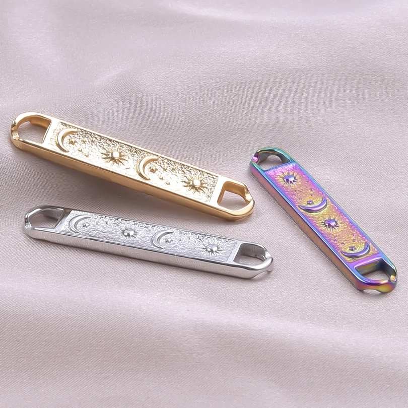 

Star Moon Totem Rectangle Connector Stainless Steel Rainbow Punk Craft Necklace Charm for Jewelry Making Bracelets Accessories