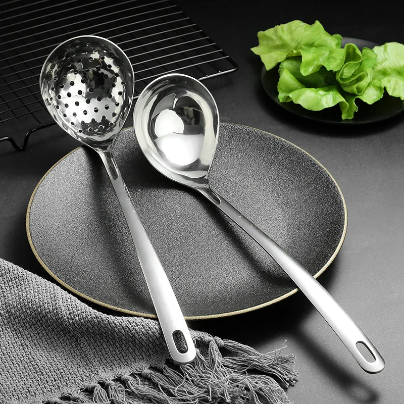 

New Stainless Steel Tablespoons Deepen Spoon Head Long Handle Soup Scoop Skimmer Home Tableware Kitchen Cooking Utensils