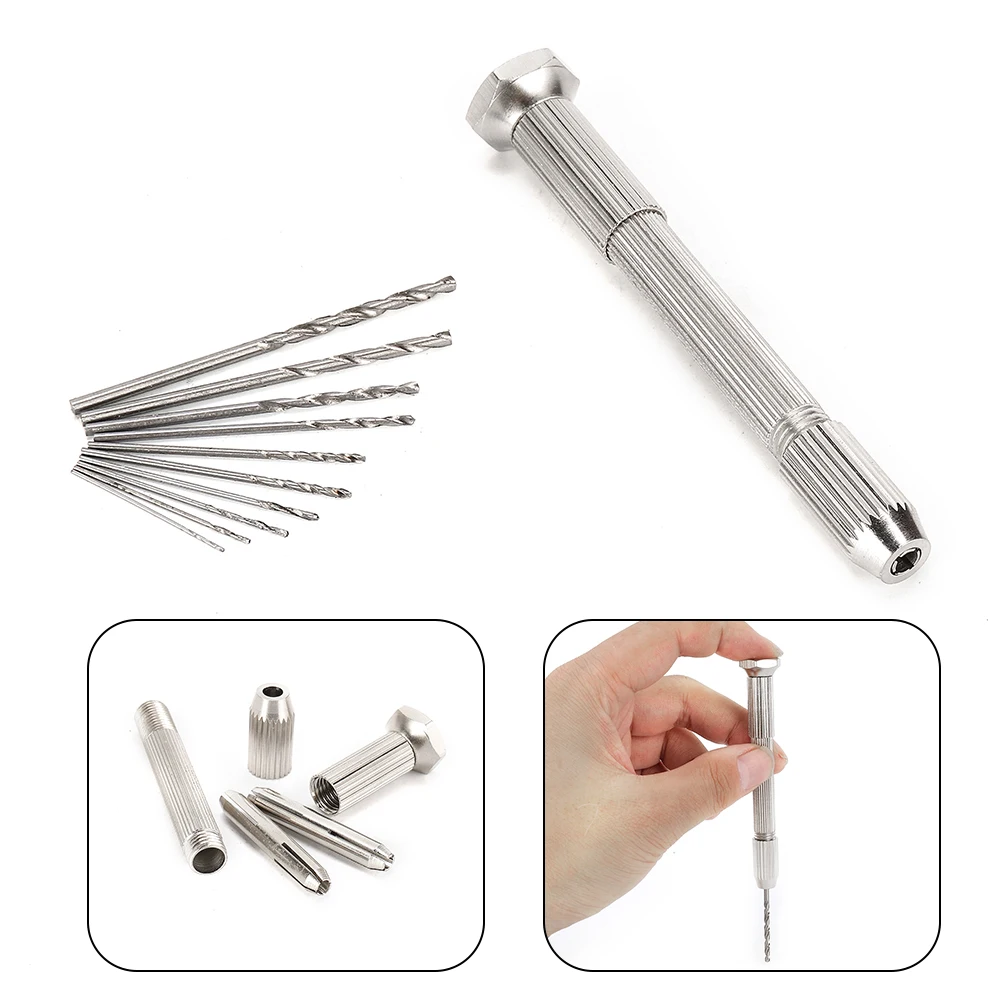 

Jewelry Craft Hand Pin Hole Drill Rotary Jewelers Burs Drilling Chuck Clamp 0.8-3.0mm Mini Precise Hand Twist- Drill