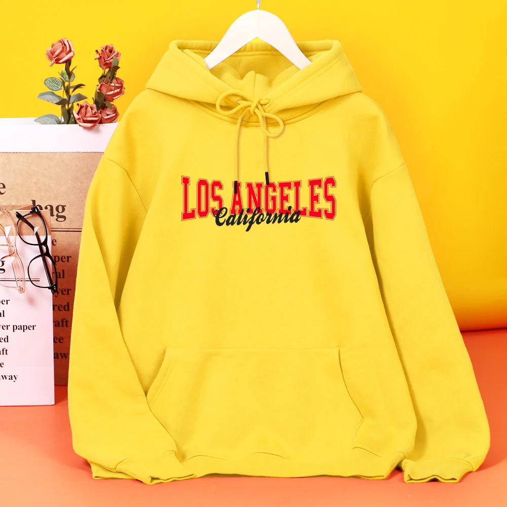 

Los Angeles California Letter Printed Women Hoody Fashion Casual hoodie Simplicity Fleece Hooded All-Match Quality Tops Female