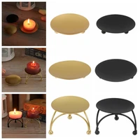 decoration wedding ornament festival party supplies round plate candlestick candle holder wrought iron craft candelabra