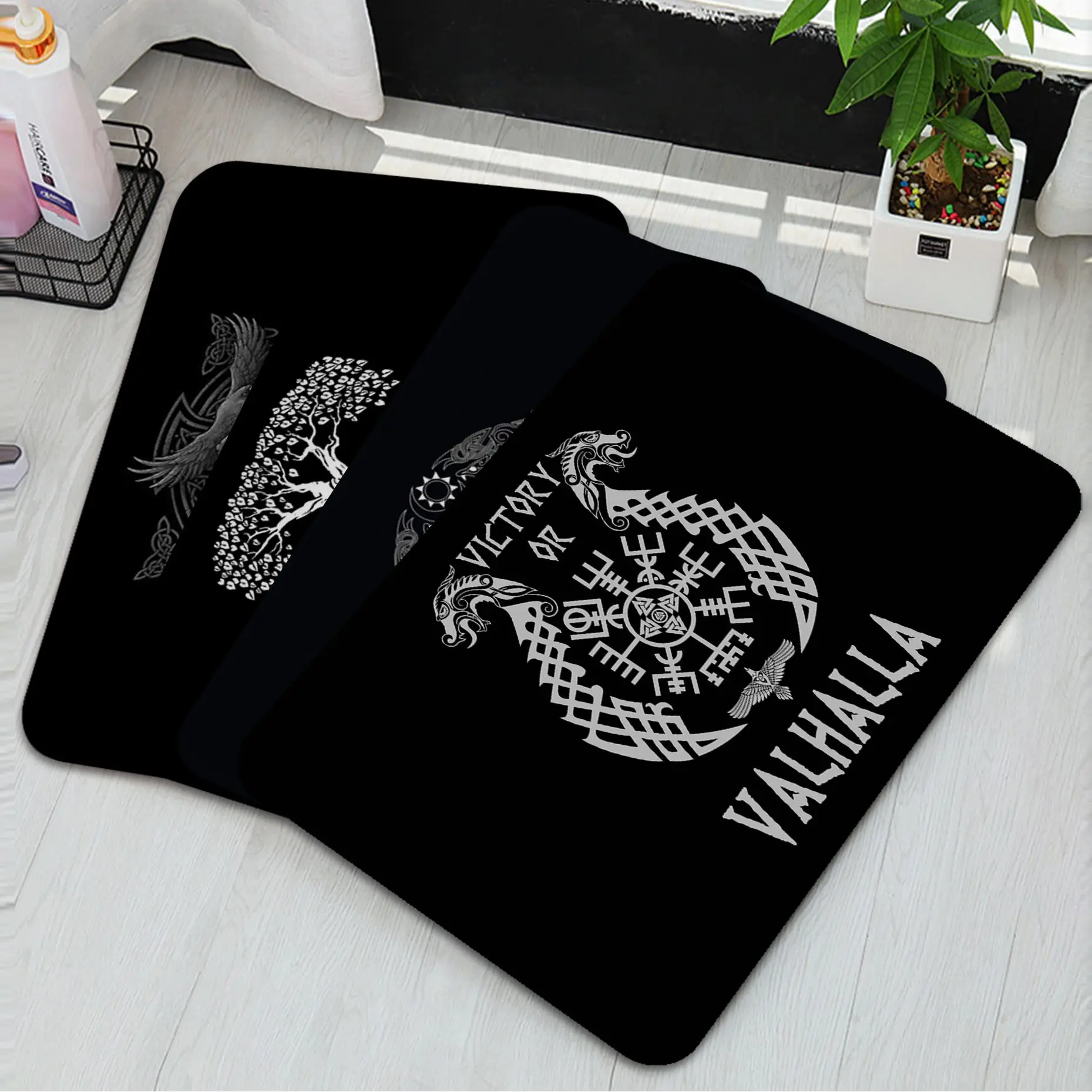 

Vikings Pattern Bathroom Mat Anti-slip Absorb Water Long Strip Cushion Bedroon Mat Bedside Area Rugs