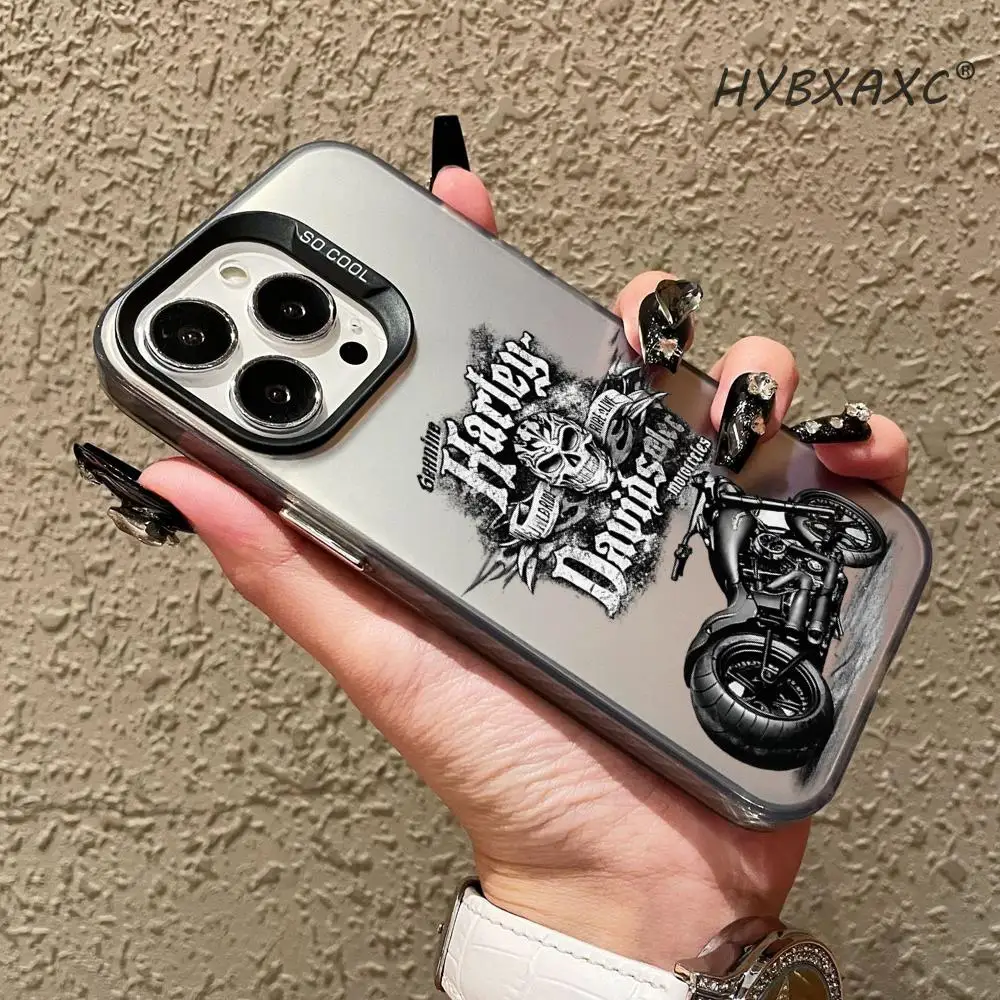 Фото Чехол для телефона HYBXAXC в готическом стиле с дизайном черепа Harley, модный серебристый чехол для iPhone, легкий, устойчивый к царапинам. №2