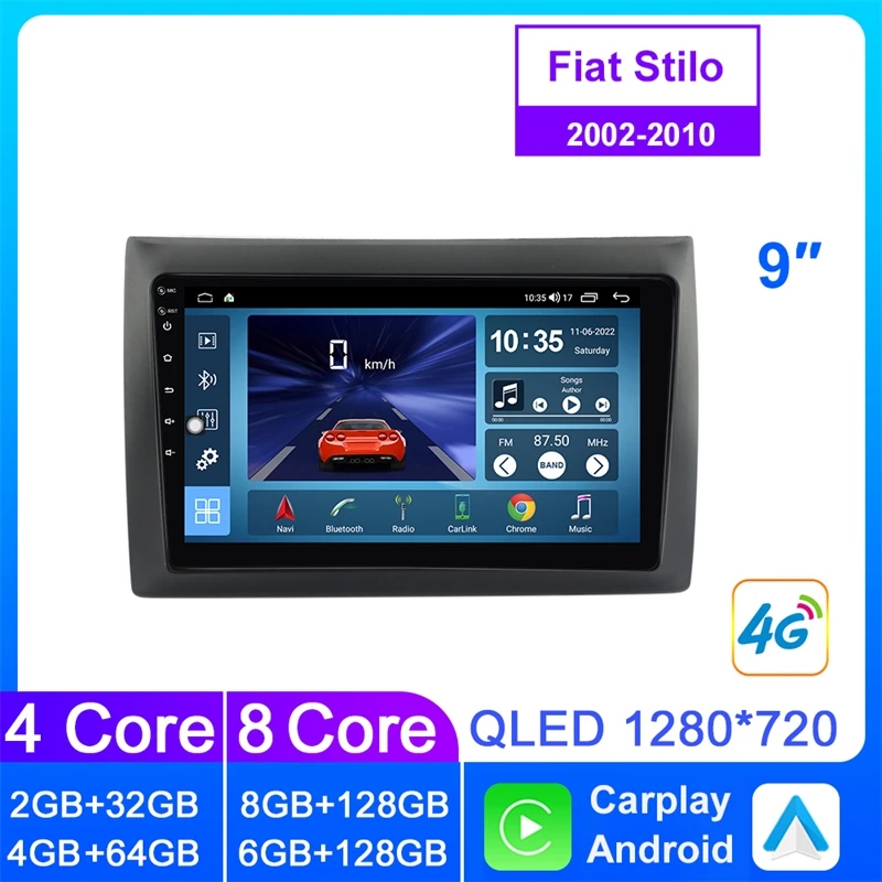 

Car Radio For Fiat Stilo 2002 2003 2004-2010 Car Stereo Apply Carplay Car Multimedia Player GPS Navigation Android 2 Din