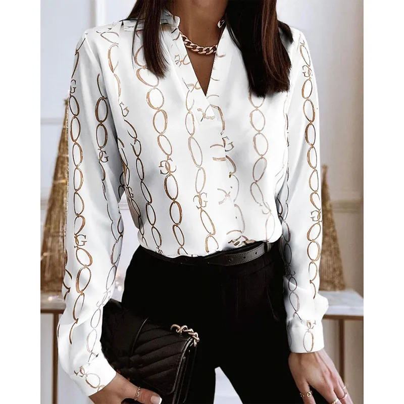 Футболка женская офисная однотонная с длинным рукавом и V-образным вырезом |