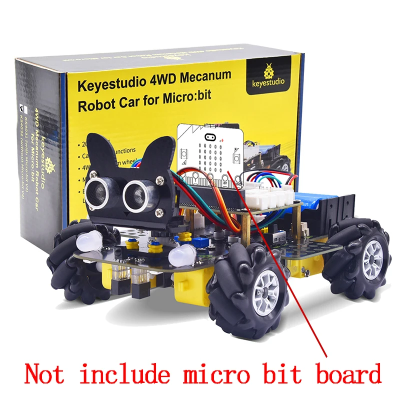 Keyestudio Micro: บิต V2 4WD Mecanum ล้อ Robot รถชุดสำหรับ Microbit STEM ของเล่น Makecode & การเขียนโปรแกรม Python (Microbit V2)
