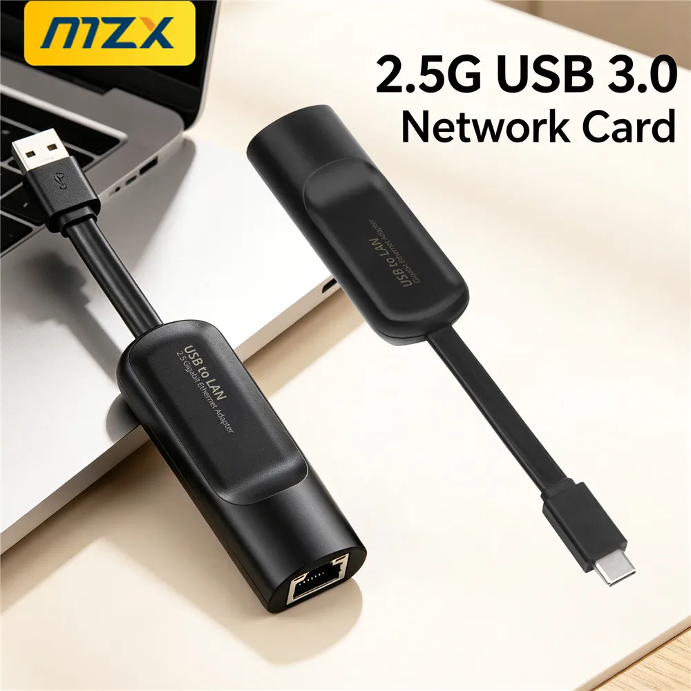 Фото Сетевая карта MZX 2500 Мбит/с/1000 Мбит/с, USB 3.0 Type-C на RJ45, гигабитный Ethernet-адаптер, проводной конвертер LAN для ПК и ноутбуков №1