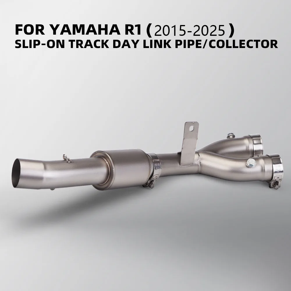 Фото Для Yamaha YZF R1 MT10 2015-2025 выхлопная труба мотоцикла из нержавеющей стали, среднее звено, интерфейс 51 мм, трубка гоночной системы для побега №1