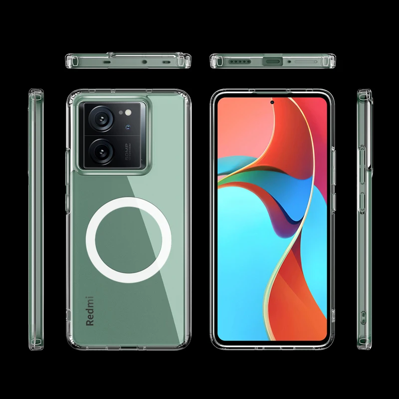 Для Redmi K60 Ultra чехол Магнитный кристально чистый Жесткий ПК + ТПУ для Magsafe задняя