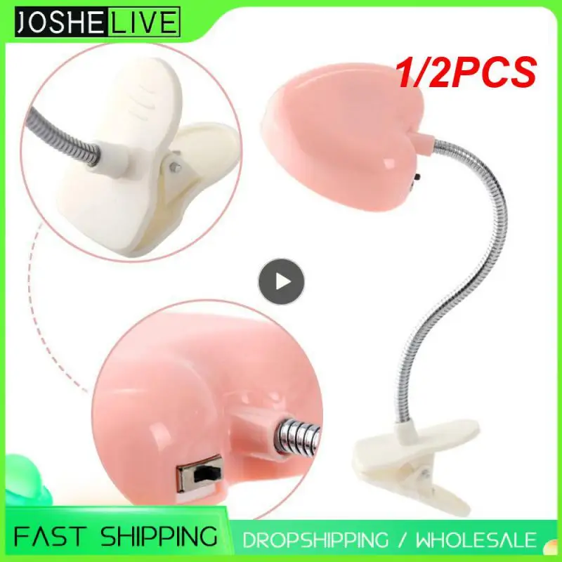 

1/2PCS Mini Heart Clip Desk Lamp LED Book Light Lamps Reading Book Desk Keyboard Light Eyes- Energy Save Night