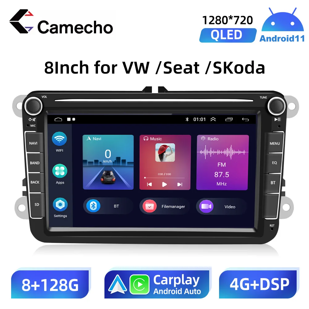 Camecho 2din Car Radio GPS For VW/Volkswagen/Golf 4 5/Polo/Tiguan/Passat/Leon/Skoda/Seat/Octavia Autoradio skoda octavia 2 Din