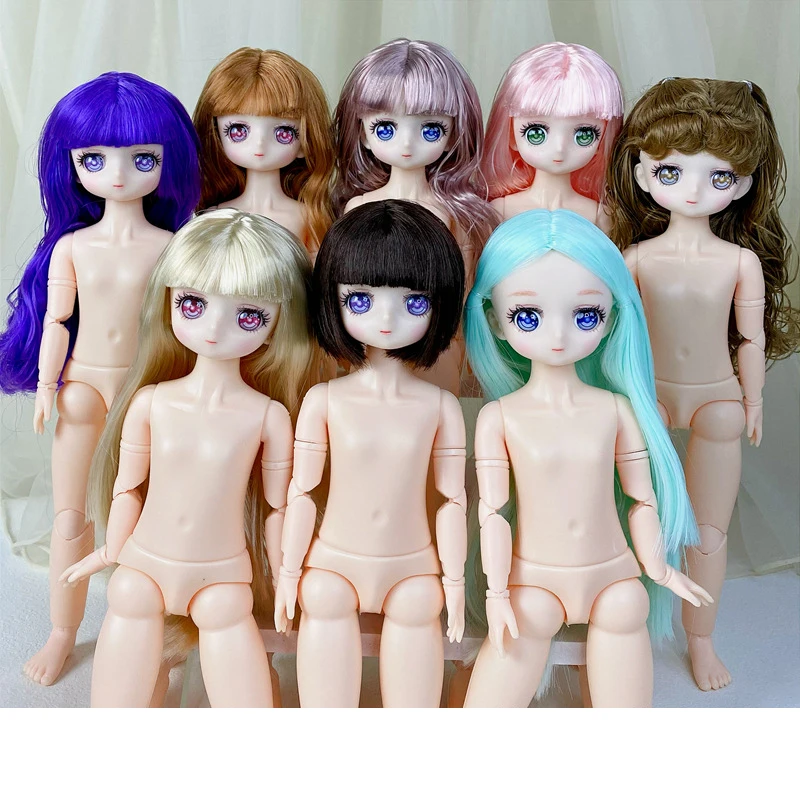 

New 30cm Comic Face Colorful Eyes for Dolls 23 Ball-jointed BJD 1/6 Two-dimensional Dress Up Naked Girls Birthday Gift Kids Toys