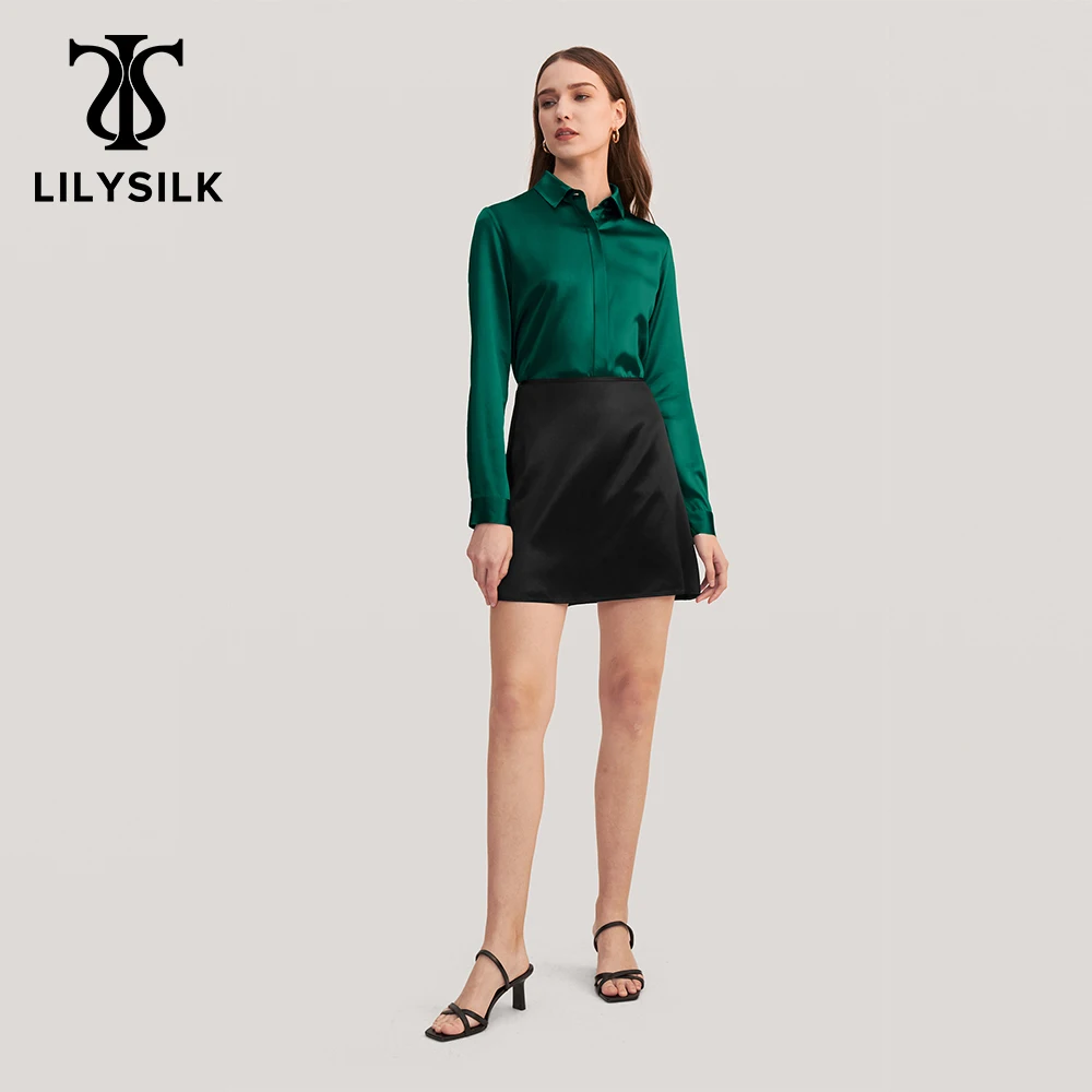 LILYSILK Summer Women Silk Mini Skirt 2022 New Fille Simple A Line Flat Bodycon Skort Ladies Basic Bottom traf Free Shipping