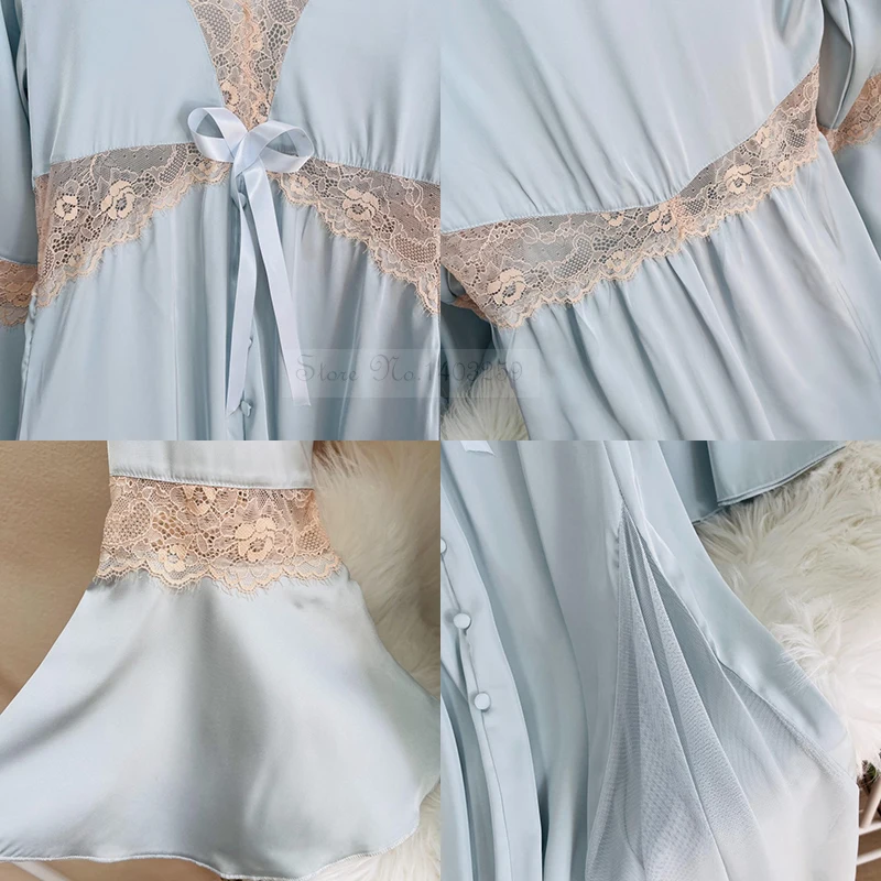 Женская длинная ночная рубашка сексуальный кружевной халат в стиле пэчворк