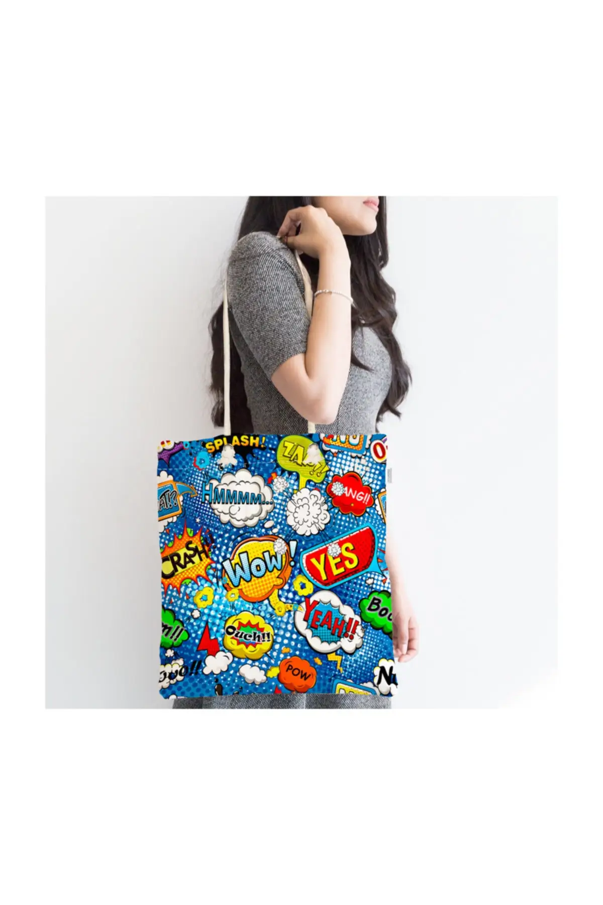

Женская пляжная сумка, индивидуальный дизайн, цифровая печать, ткань на молнии с поп-артом на синем фоне, летняя сумка-тоут