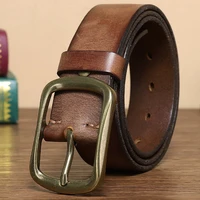 copper buckle fashion belt for men trend luxury brand leather high quality texture stainless steel buckle wear resistant belts
