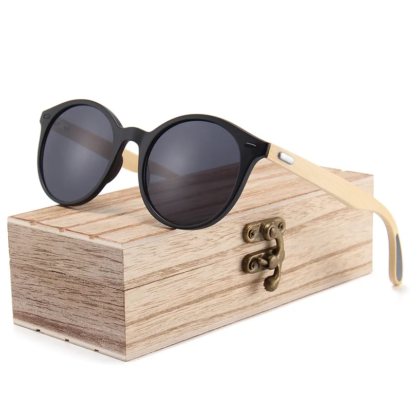 

Vintage Mirror Bamboo Wood Sunglasses Classic Design Oval Frame Fashion Natural Eyewear Trending Popular Bicycle Glasses