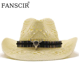 Straw Cowboy Hat With Brim Women Elegant Luxury Summer Panama Hats Designer Outing With Visor Holida
