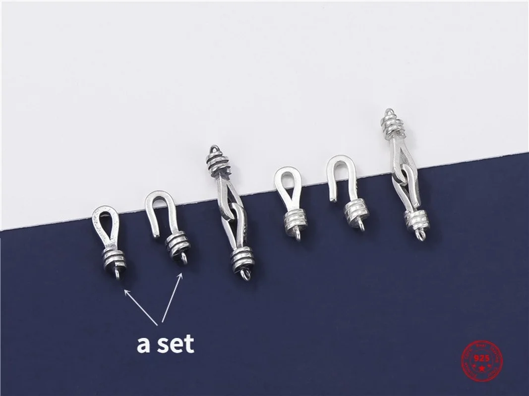 S925 Sterling Silver Necklace Buckle Bracelet Thick Buckle Personalized DIY Rope Buckles Jewelry Accessories Material Wholesale