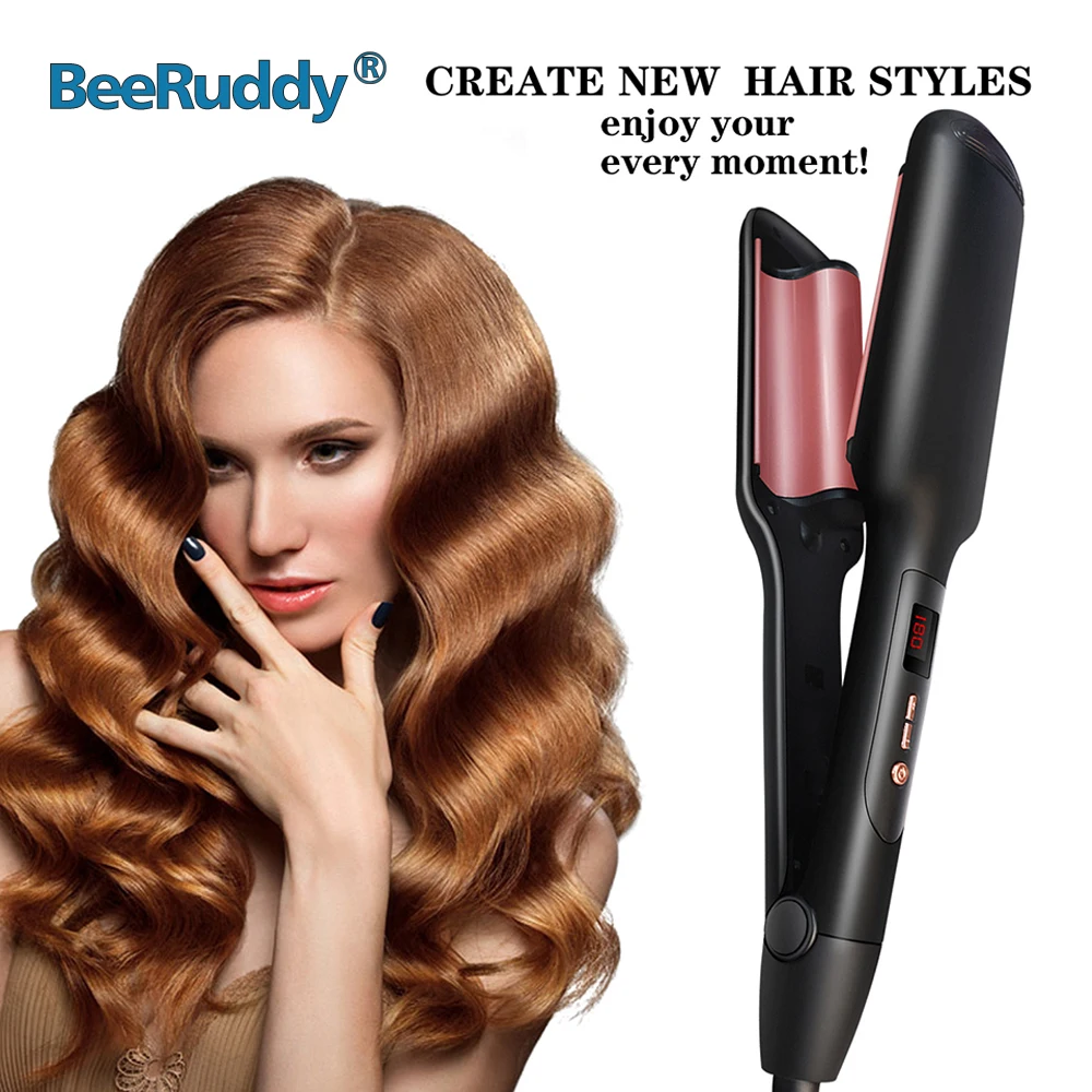 

BeeRuddy Hair Curler Deep Wavy Curler Egg Roll Salon LED Display Hair Styling Tools Curling Iron Big Wave Curling Iron Ceramic