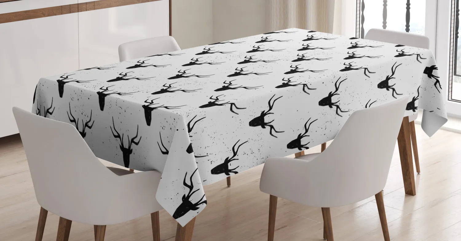 Искусственная голова оленя с силуэтом рогов обеденная скатерть для кухни и