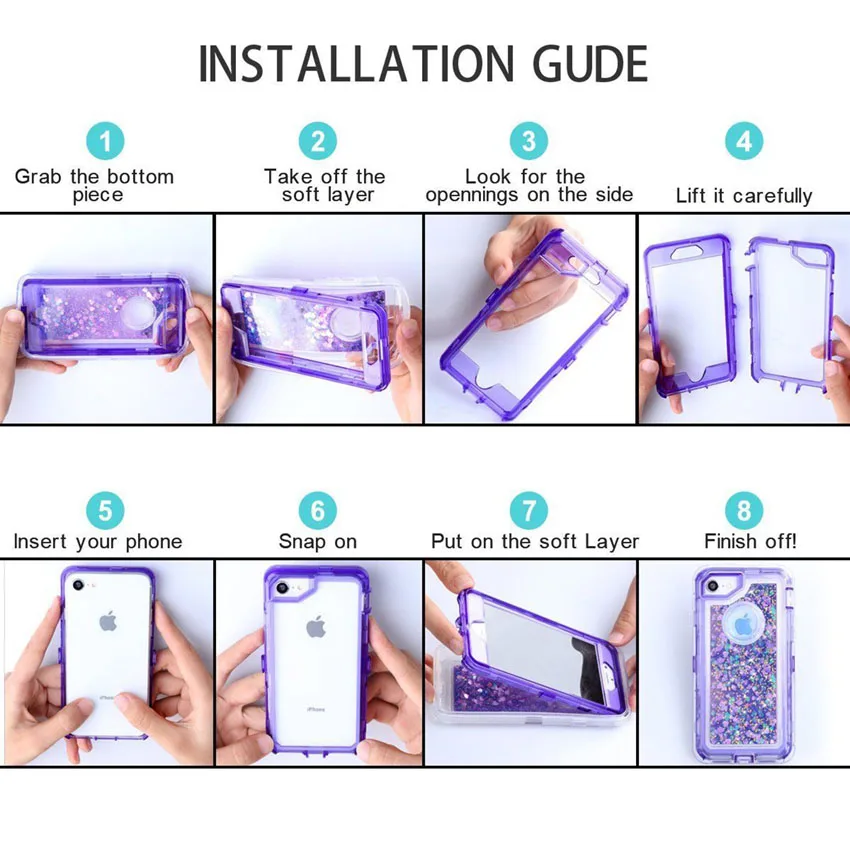 3 in1 Glitter 3D Bling Sparkle Flowing Quicksand Liquid Transparent Shockproof TPU Case For Galaxy S10 S10 Note9 S9 S21 S22 Case