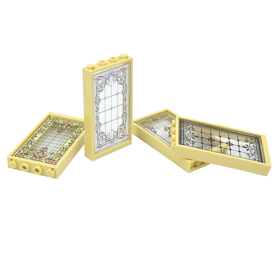 2023 MOC кирпич 57895 60596 Печатный узор для церкви окна очков двери рамки ландшафта 1x4x6