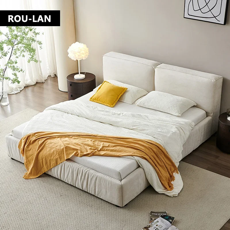 Cama de cuero suave minimalista Modern cama двойной роскошный с высоким качеством главный спальни