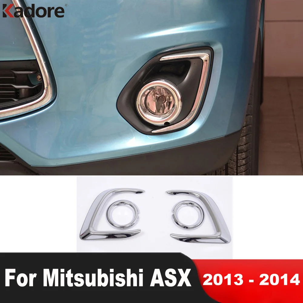 

Front Fog Light Lamp Cover Trim For Mitsubishi ASX 2013 2014 ABS Chrome Foglight Molding Bezel Trims Car Styling Accessories