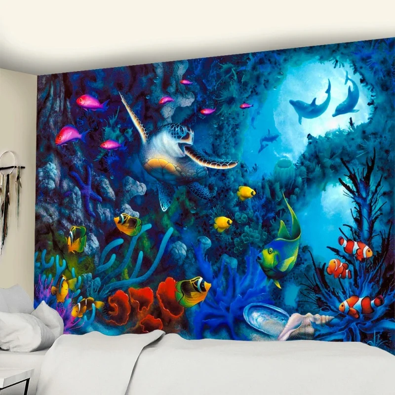 

Ocean Art Tapestry Dream Sea World Wall Hanging Bedroom Decor Psychedelic Wall Hanging Tapestry Curtain Background Room Decor