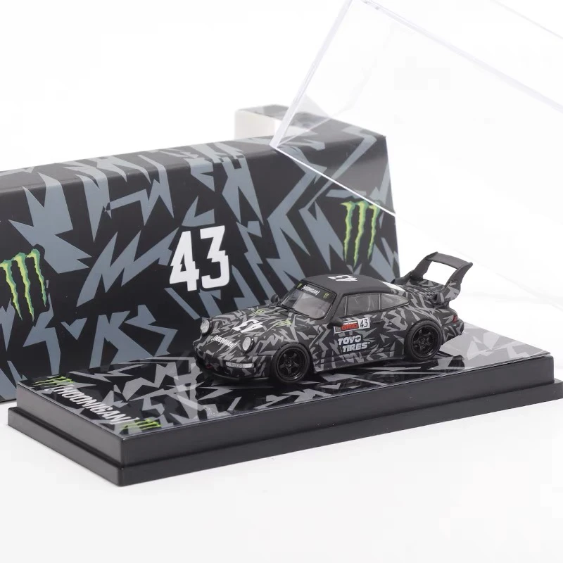 Модель литая автомобиля Flame модель Porsche RWB 964 993 из сплава Коллекционная дисплей