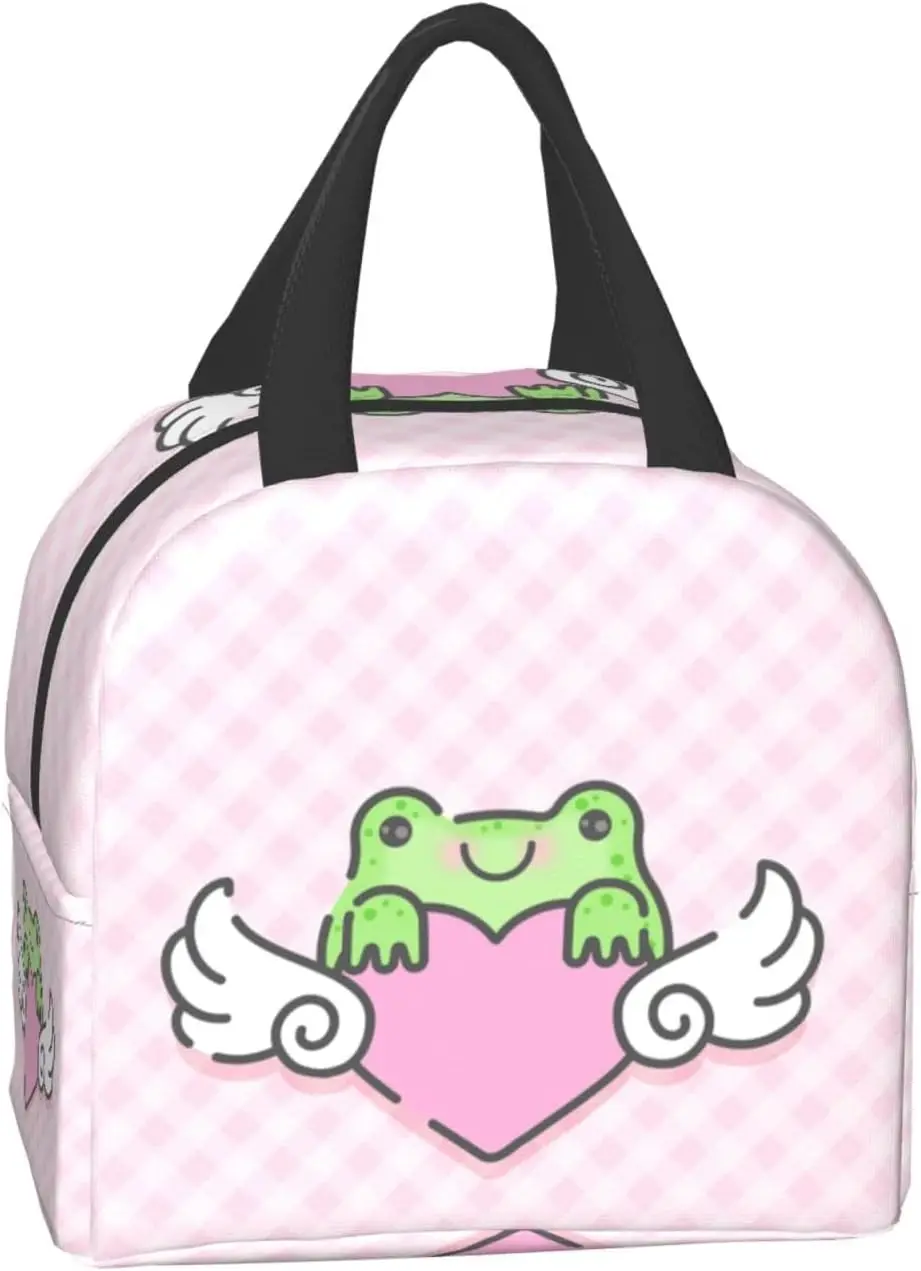 Милая маленькая лягушка с крыльями сумка для ланча в форме сердца небольшой