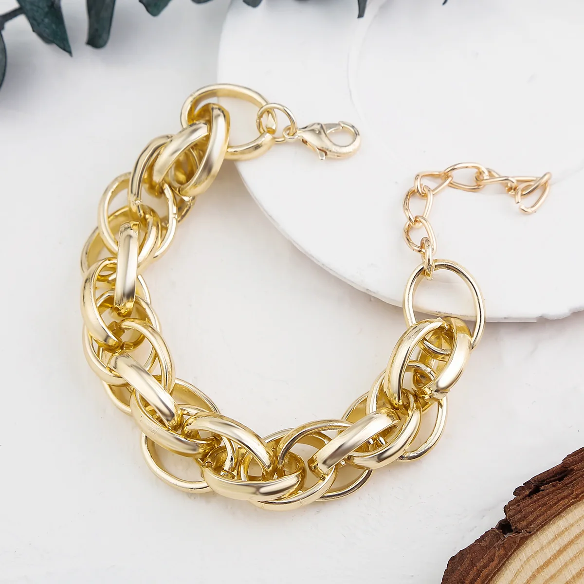 Fashion Hip Hop Punk Bracelet Girls Exaggerated Statement Women's Thick Chain Bracelet Couple's Bangles Jewelry Gifts
