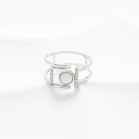 sterling silver ring womens fashion ins simple trend geometric opal ring tj251
