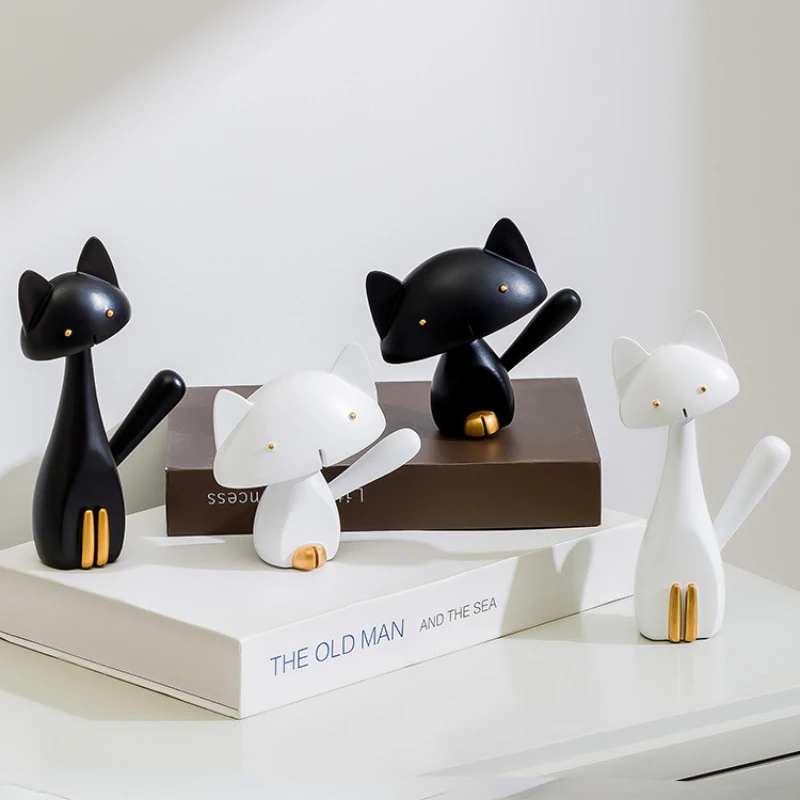 

Creative Simple Cat Resin Statue Model Ornament Living Room TV Cabinet Desk Bedroom Home Decoration Cute Animal Sculpture Crafts