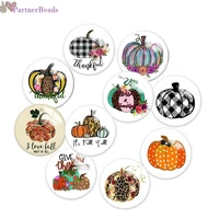 thanksgiving pumpkin round photo glass cabochon demo flat back making findings 20mm snap button n6031