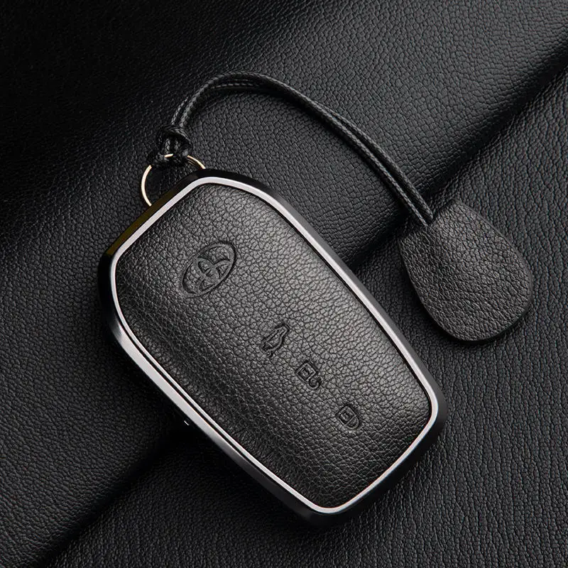 

Чехол для ключей из сплава + кожи для Toyota Prius Camry Corolla C-HR CHR RAV4 Prado Izoa Levin Avalon 2018 2019 2024, чехол для автомобиля