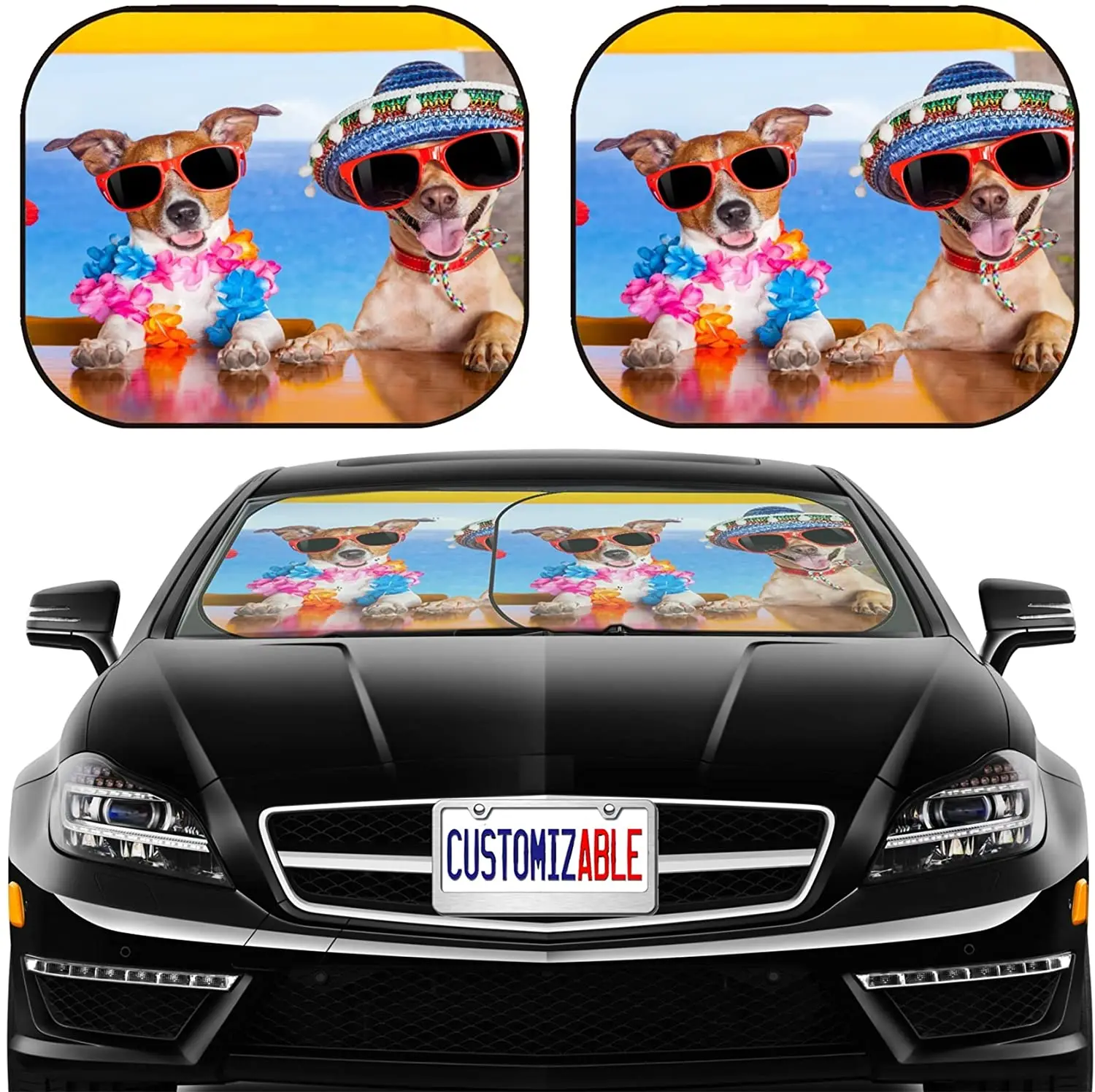 Car Sun Shade Windshield Sunshade Universal Fit 2 Pack, Block Sun Glare, UV and Heat, Protect Car Interior Car Sun Shade Windshield Sunshade Universal Fit 2 Pack, Block Sun Glare, UV and Heat, Protect Car Interior