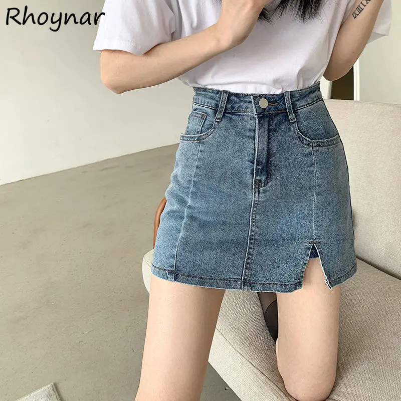 

Skirts Women Pencil Summer Above Knee Korean Style Casual High Waist Streetwear Fashion Popular Female New Denim Sexy Stylish