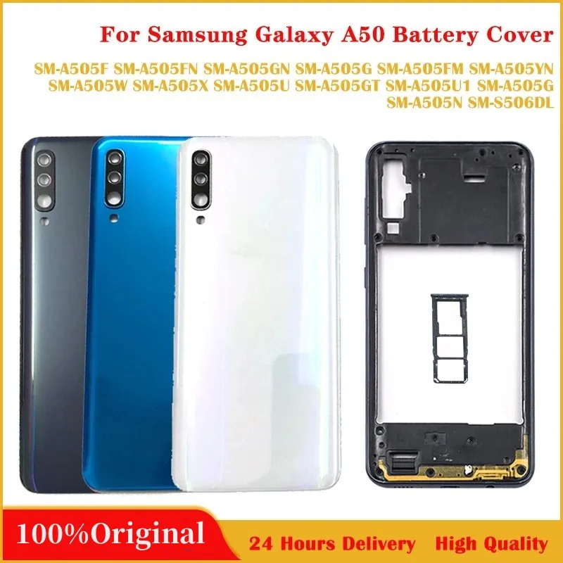 Новинка для Samsung Galaxy A50 2019 A505 A505F пластиковая средняя рамка A50 задняя крышка батарейного отсека задняя крышка корпус сменный