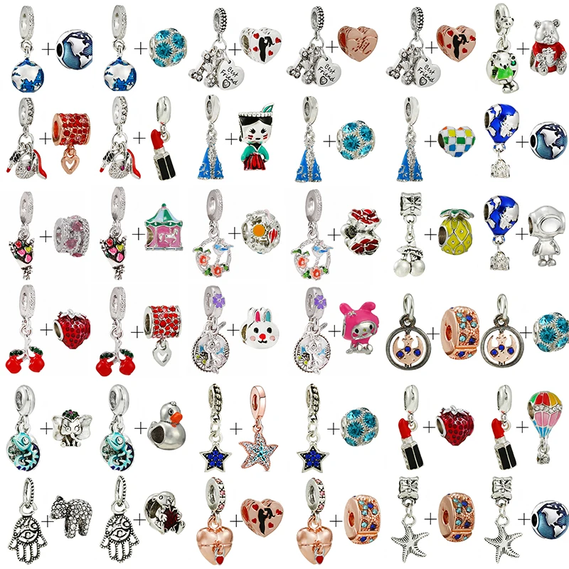 

2 шт./лот красочная модная подвеска из сплава 1 + 1 подвеска из бисера Изготовление ювелирных изделий ожерелье браслет мужские женские детски...