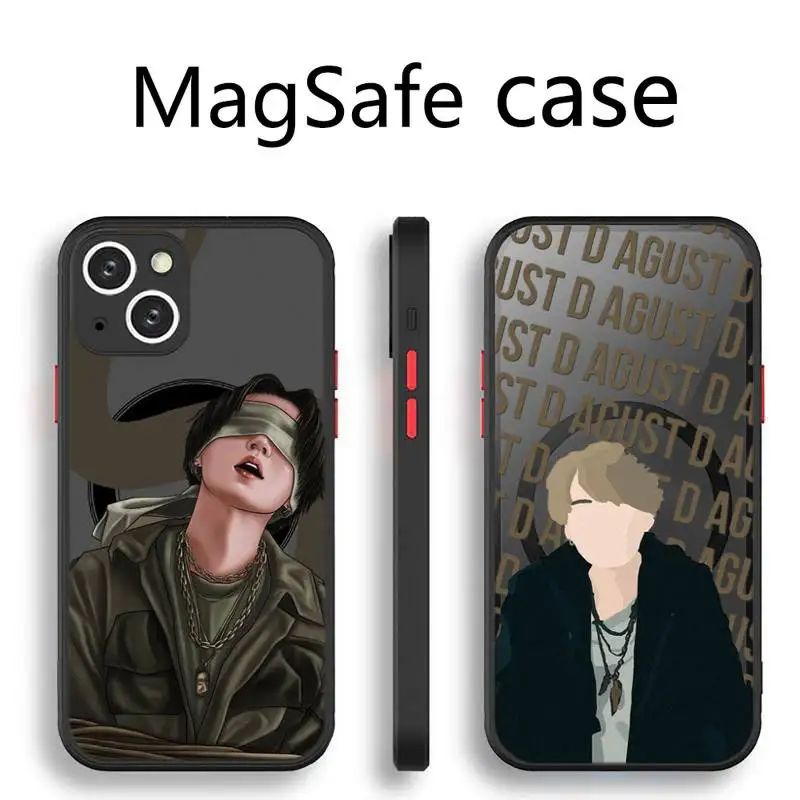 

Agust D suga Transparent Magsafe Magnetic Magnet phone Case For For iPhone 13 12 11 Pro Max Mini Wireless Charging Cover