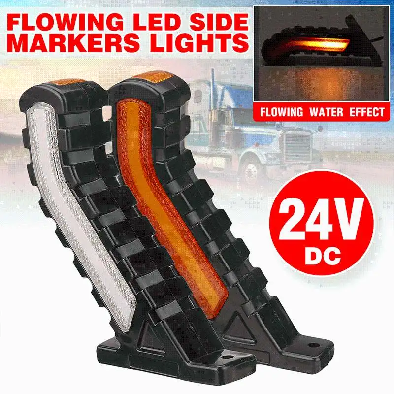 

2PCS 24V 24V Truck Turning Flowing Light LED Neon Stalk Side Marker Lighting Outline Lamp Lorry Camion Turn Signal Waterproof