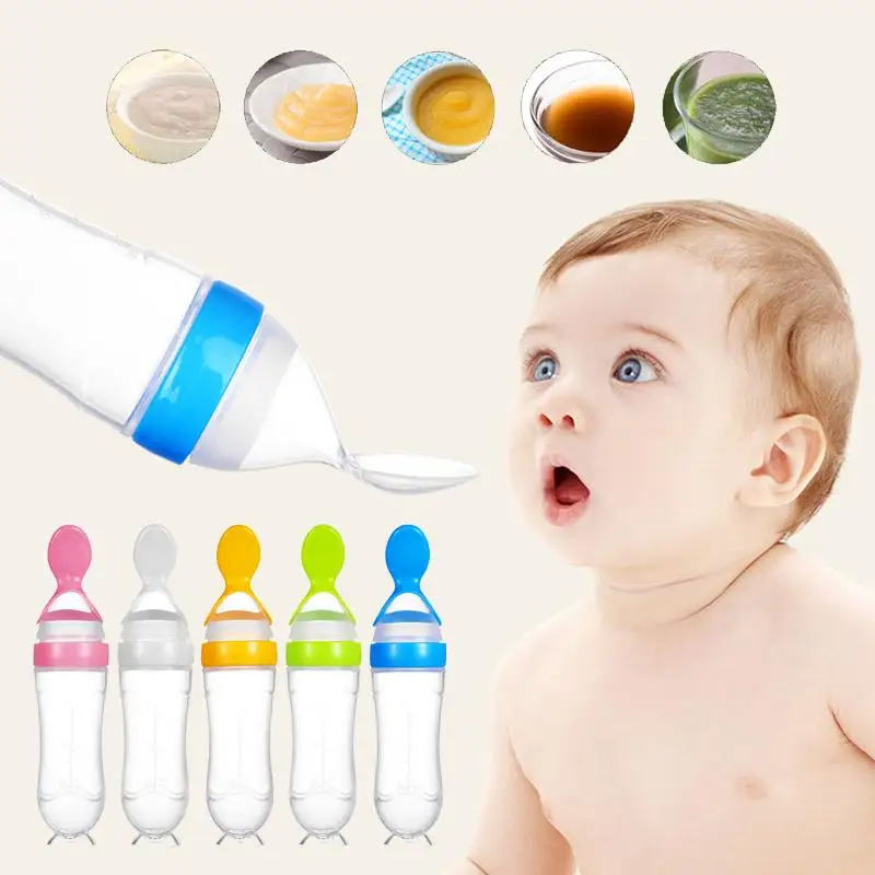 

Infant Newborn Toddler Silica Gel Feeding Bottle Spoon Food Supplement Rice Cereal Spoon Bottle Training Feeder