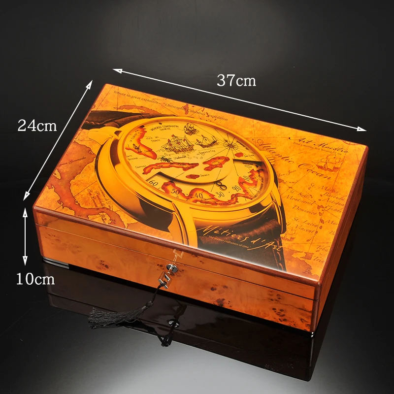 Роскошная деревянная коробка для часов с рисунком пианино 12 ячеек органайзер