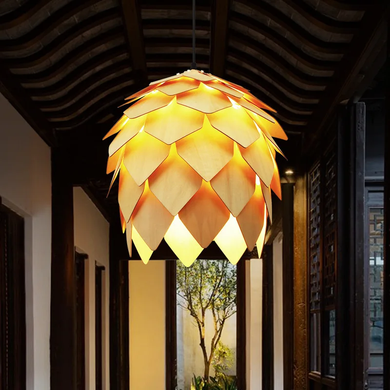 

Creative Chinese style chandelier Tian Yuan Lantern Restaurant Pine Nut Shop Commercial Wooden Pendant Lamp